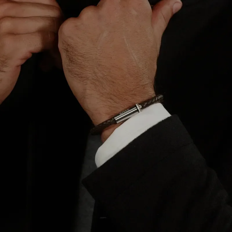 BOSS BROWN LEATHER BRACELET 1580623