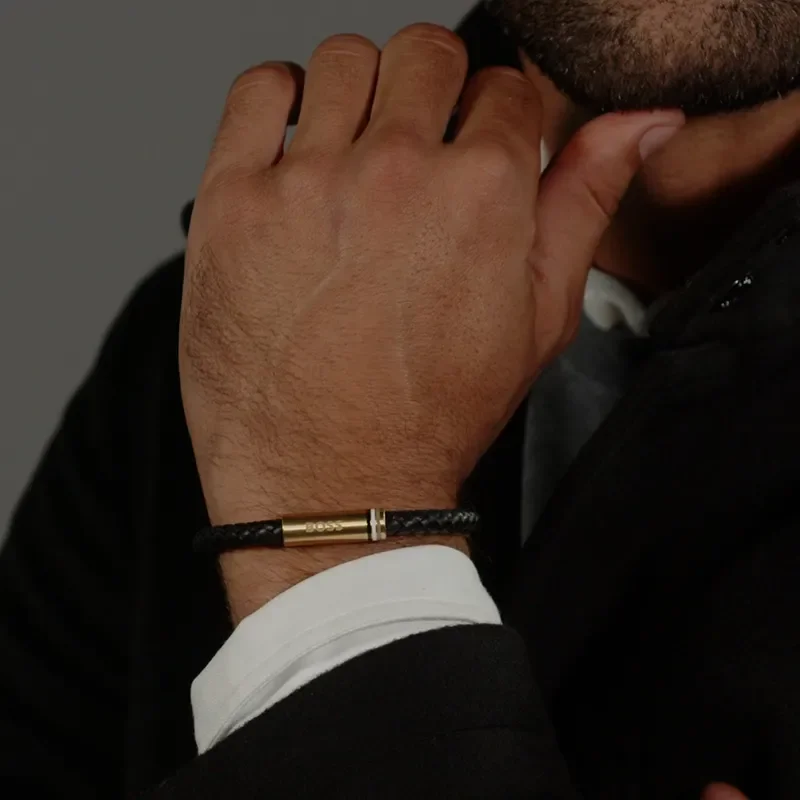 BOSS BLACK LEATHER BRACELET 1580624
