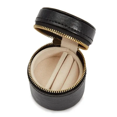 WOLF1834 PALERMO DOUBLE WATCH ROLL WITH JEWELRY POUCH - BLACK ANTHRACITE