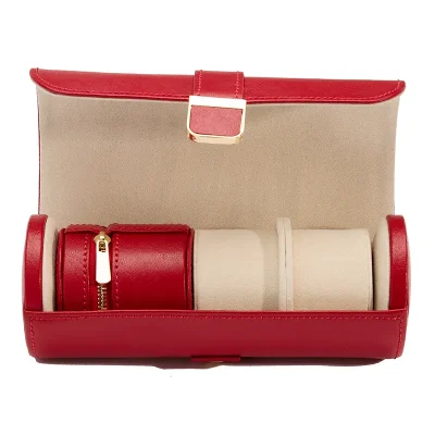 WOLF1834 PALERMO DOUBLE WATCH ROLL WITH JEWELRY POUCH - RED