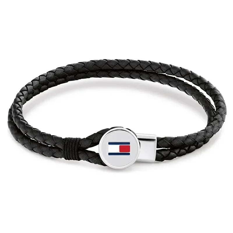 TOMMY HILFIGER BRAIDED LEATHER BRACELET BLACK 2790654