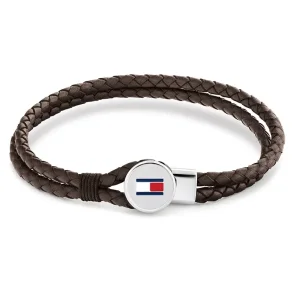 TOMMY HILFIGER BRAIDED LEATHER BRACELET BROWN 2790655