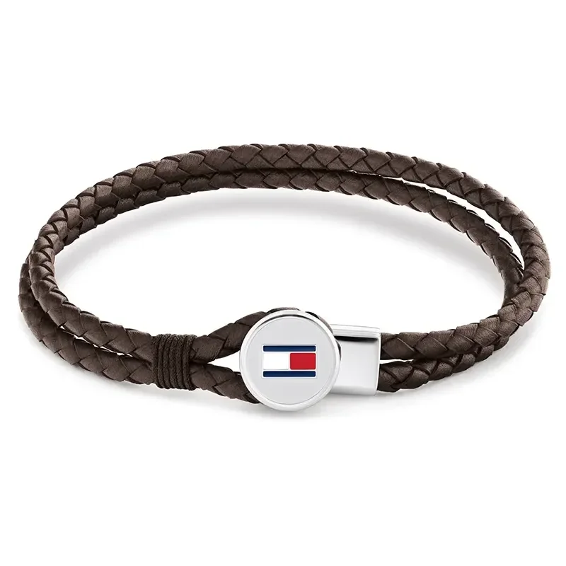 TOMMY HILFIGER BRAIDED LEATHER BRACELET BROWN 2790655
