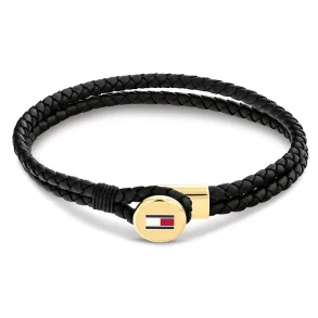 TOMMY HILFIGER BLACK LEATHER BRACELET 2790669