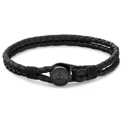 TOMMY HILFIGER BLACK LEATHER BRACELET 2790693