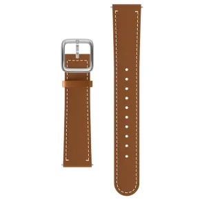 LEATHER STRAP 18MM BROWN, WHITE STITCHING