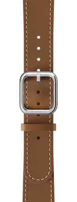 LEATHER STRAP 18MM BROWN, WHITE STITCHING