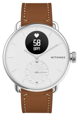 LEATHER STRAP 18MM BROWN, WHITE STITCHING