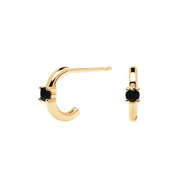 PDPAOLA BLACK SOLITARY EARRINGS AR01-335-U