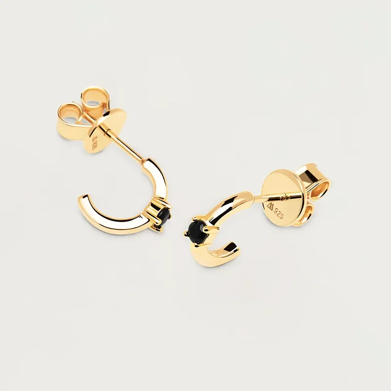 PDPAOLA BLACK SOLITARY EARRINGS AR01-335-U