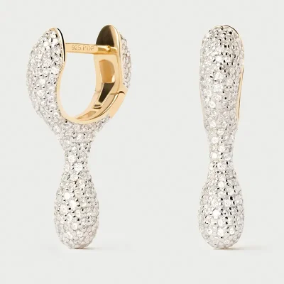 PDPAOLA PAVE RAY HOOP EARRINGS AR01-D25-U
