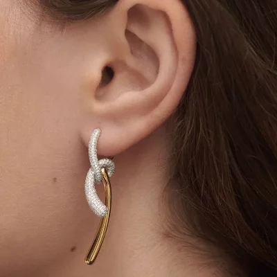 PDPAOLA PAVE TWIST HOOP EARRINGS AR01-D32-U