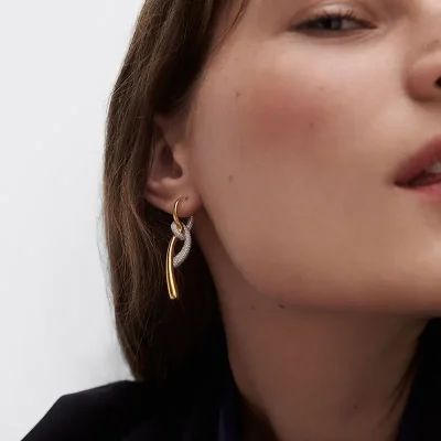 PDPAOLA PAVE TWIST HOOP EARRINGS AR01-D32-U