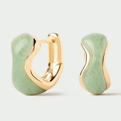 PDPAOLA GREEN AVENTURINE MUSA HOOP EARRINGS AR01-D59-U