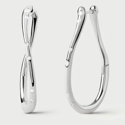 PDPAOLA AIR SILVER HOOP EARRINGS AR02-F50-U