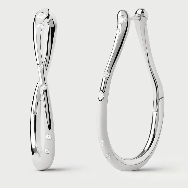 PDPAOLA AIR SILVER HOOP EARRINGS AR02-F50-U