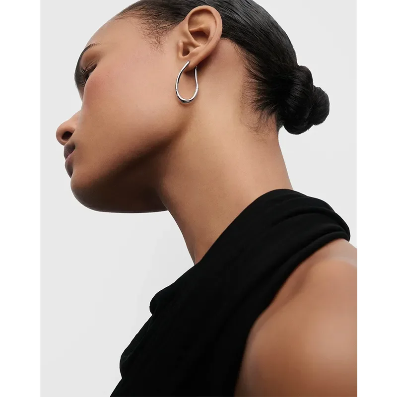 PDPAOLA AIR SILVER HOOP EARRINGS AR02-F50-U