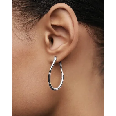 PDPAOLA AIR SILVER HOOP EARRINGS AR02-F50-U