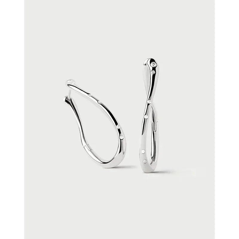 PDPAOLA AIR SILVER HOOP EARRINGS AR02-F50-U