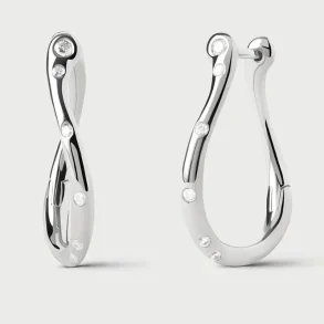 PDPAOLA AIR MINI SILVER HOOP EARRINGS AR02-F52-U