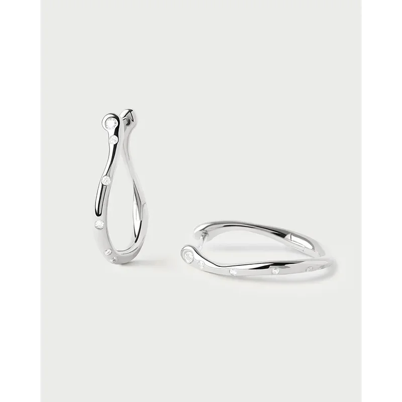 PDPAOLA AIR MINI SILVER HOOP EARRINGS AR02-F52-U