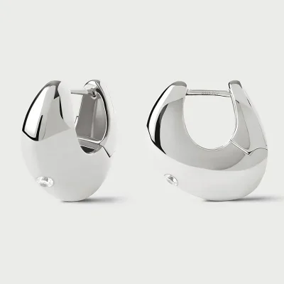 PDPAOLA WAVE SILVER HOOP EARRINGS AR02-F60-U