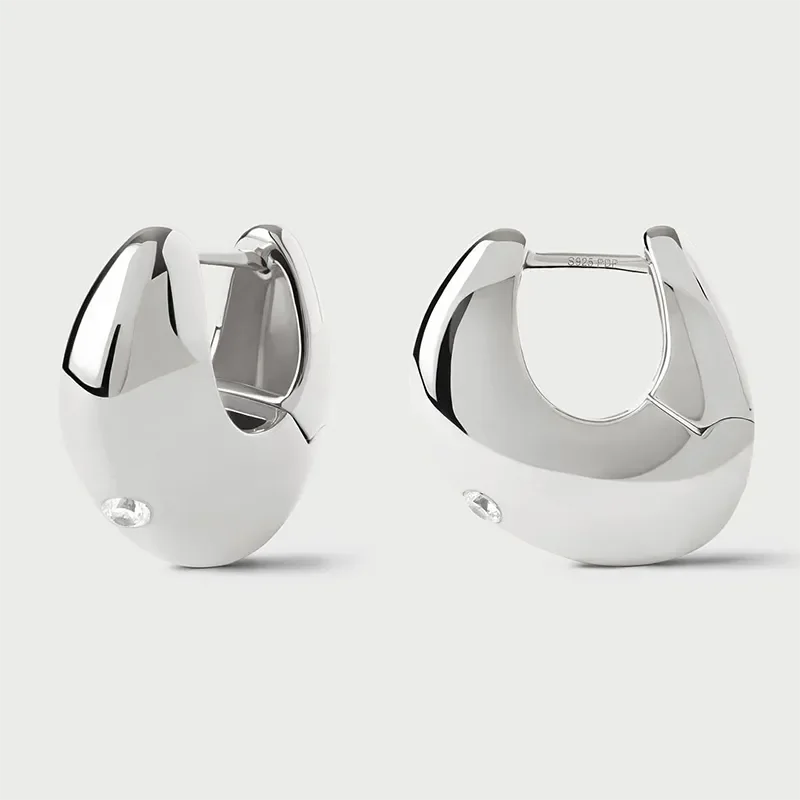 PDPAOLA WAVE SILVER HOOP EARRINGS AR02-F60-U