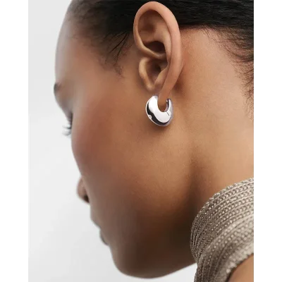 PDPAOLA WAVE SILVER HOOP EARRINGS AR02-F60-U