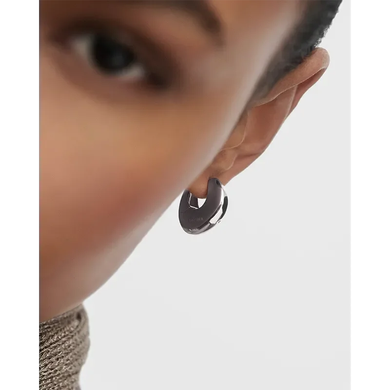 PDPAOLA WAVE SILVER HOOP EARRINGS AR02-F60-U