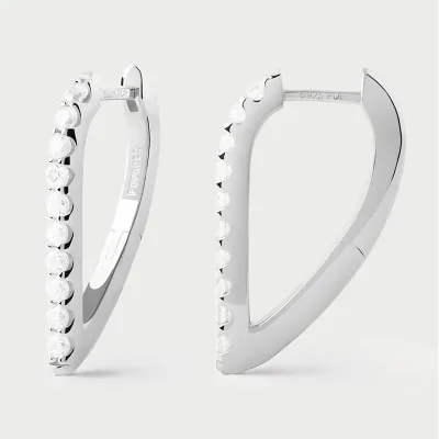 PDPAOLA GLOSS SILVER HOOP EARRINGS AR02-G27-U