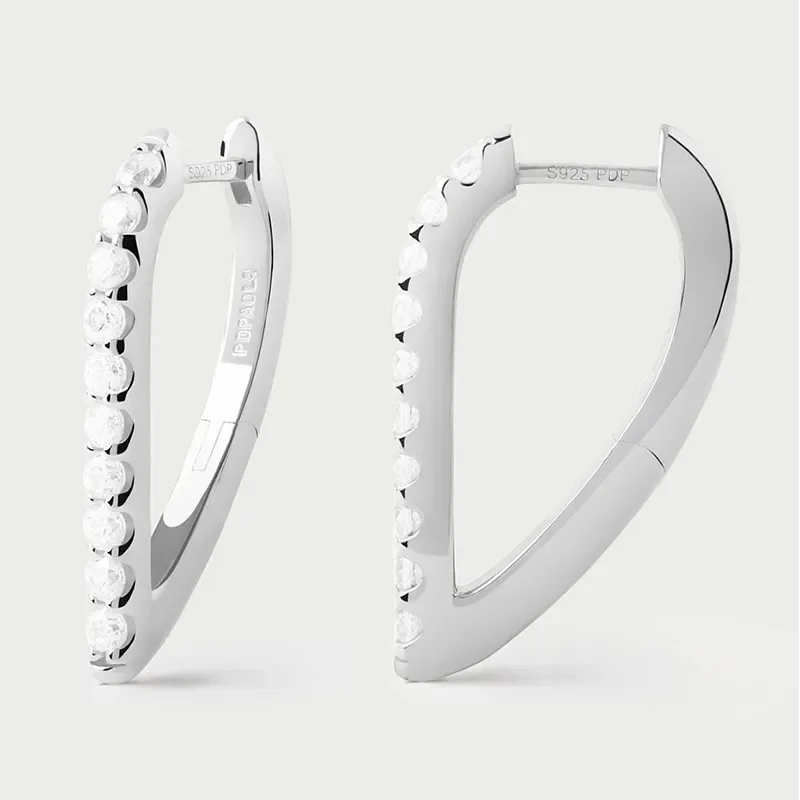 PDPAOLA GLOSS SILVER HOOP EARRINGS AR02-G27-U