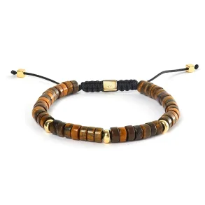 ALEXANDER LYNGGAARD TIGER EYE HEISHI BRAIDED 6MM BRACELET B00202