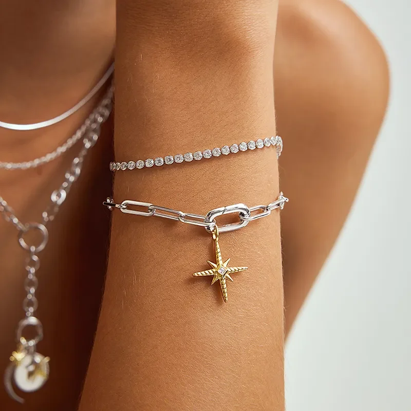 ANIA HAIE SILVER ROW BEZEL SET BRACELET B058-06H