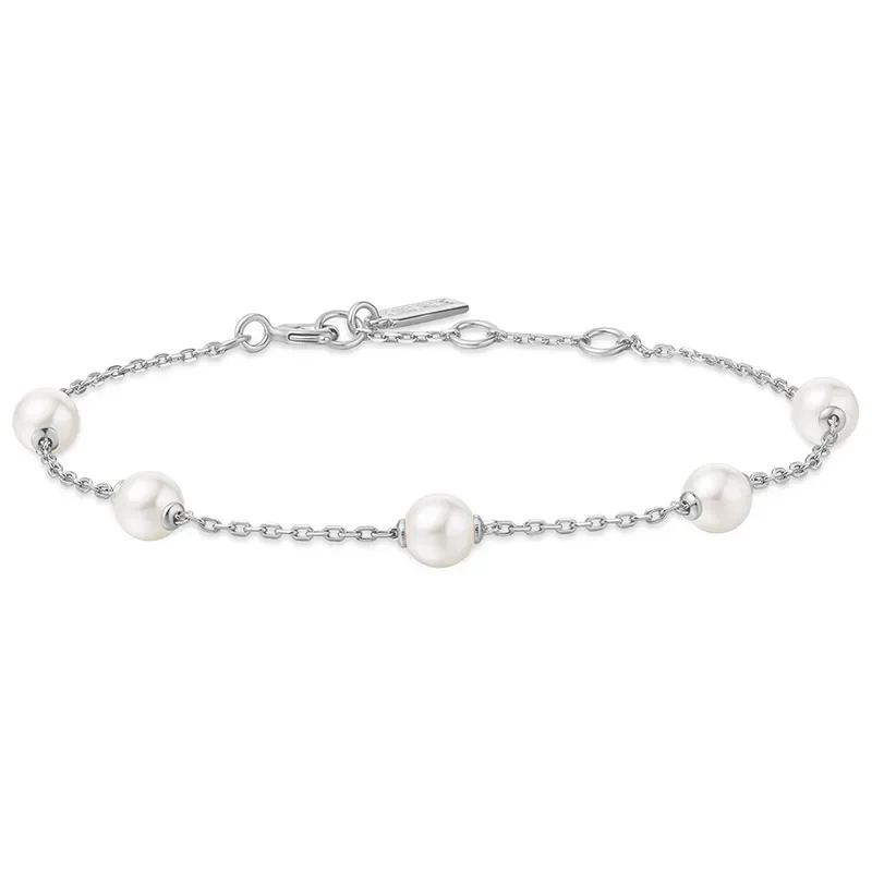 ANIA HAIE SILVER PEARL STATION BRACELET B065-01H
