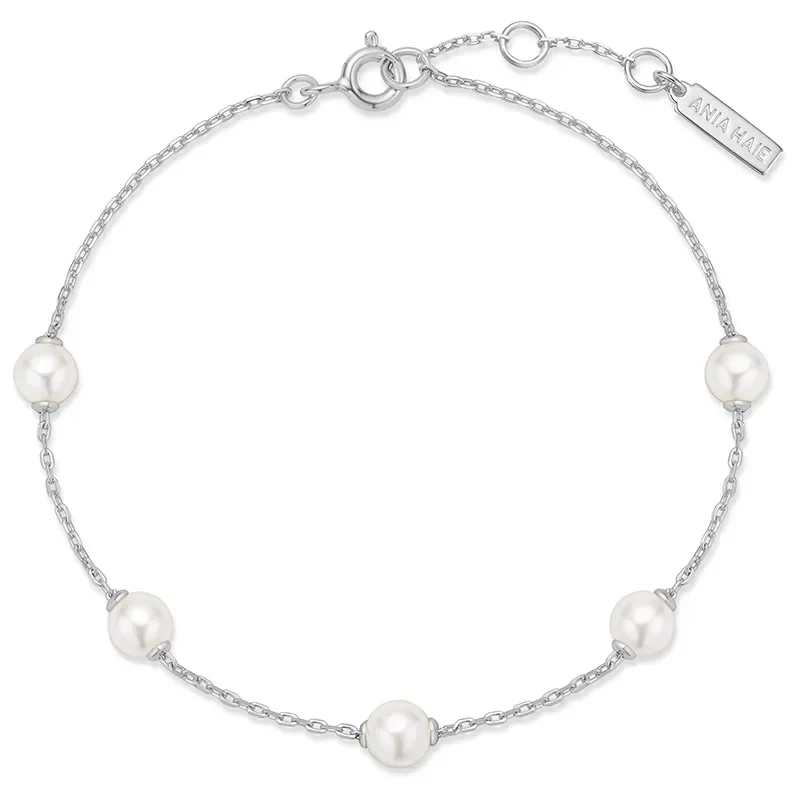 ANIA HAIE SILVER PEARL STATION BRACELET B065-01H