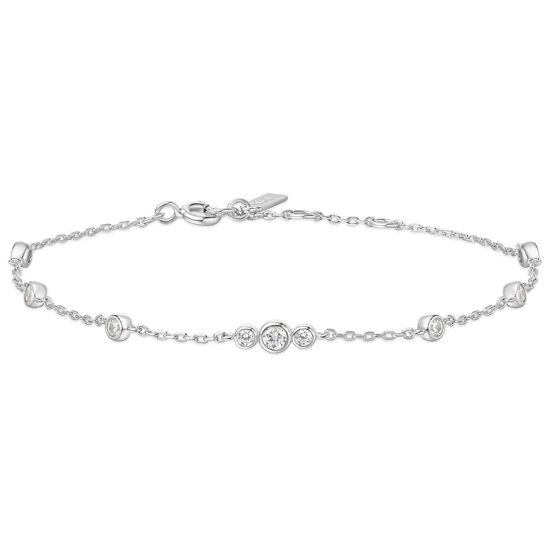ANIA HAIE SILVER SPARKLING BEZEL CZ STATION BRACELET B065-03H