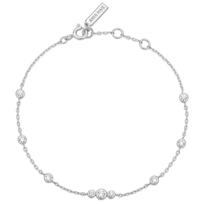 ANIA HAIE SILVER SPARKLING BEZEL CZ STATION BRACELET B065-03H