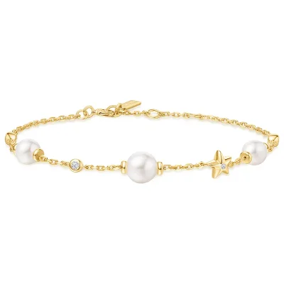 ANIA HAIE GOLD PEARL AND STAR STATION BRACELET B065-05G
