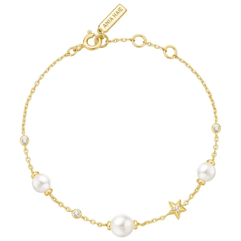 ANIA HAIE GOLD PEARL AND STAR STATION BRACELET B065-05G