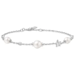 ANIA HAIE SILVER PEARL AND STAR STATION BRACELET B065-05H