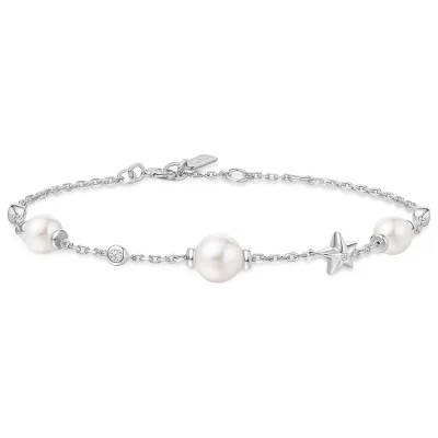 ANIA HAIE SILVER PEARL AND STAR STATION BRACELET B065-05H