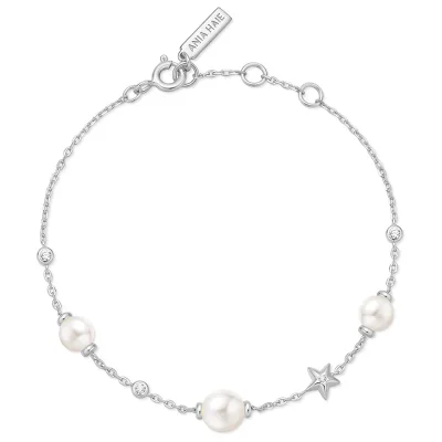ANIA HAIE SILVER PEARL AND STAR STATION BRACELET B065-05H