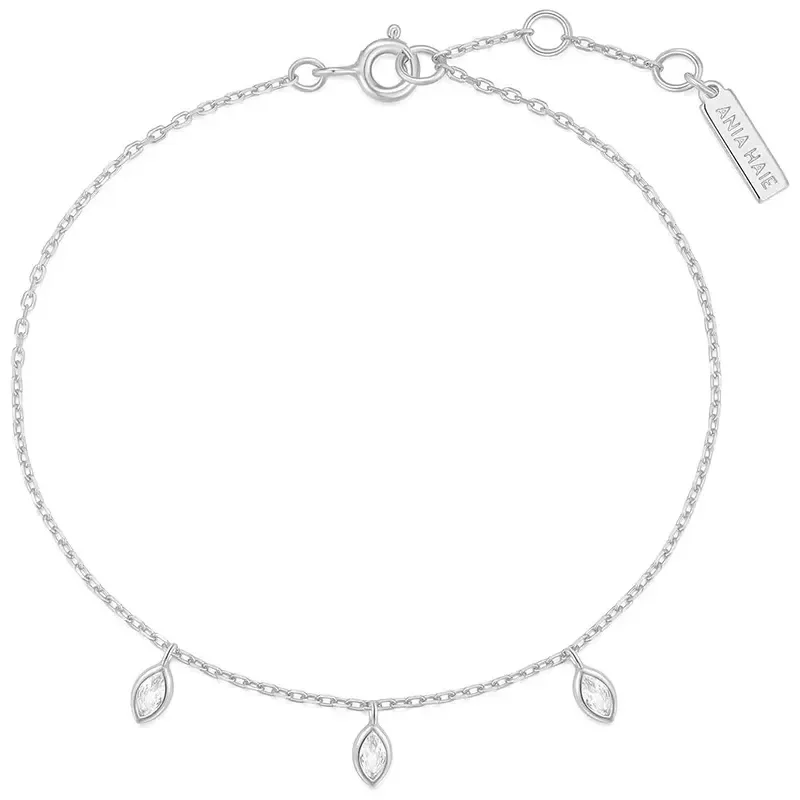 ANIA HAIE SILVER SPARKLING TRIPLE STATION BRACELET B066-02H