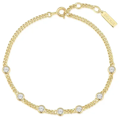 ANIA HAIE GOLD MULTI ROUND STONE CHAIN BRACELET B066-05G