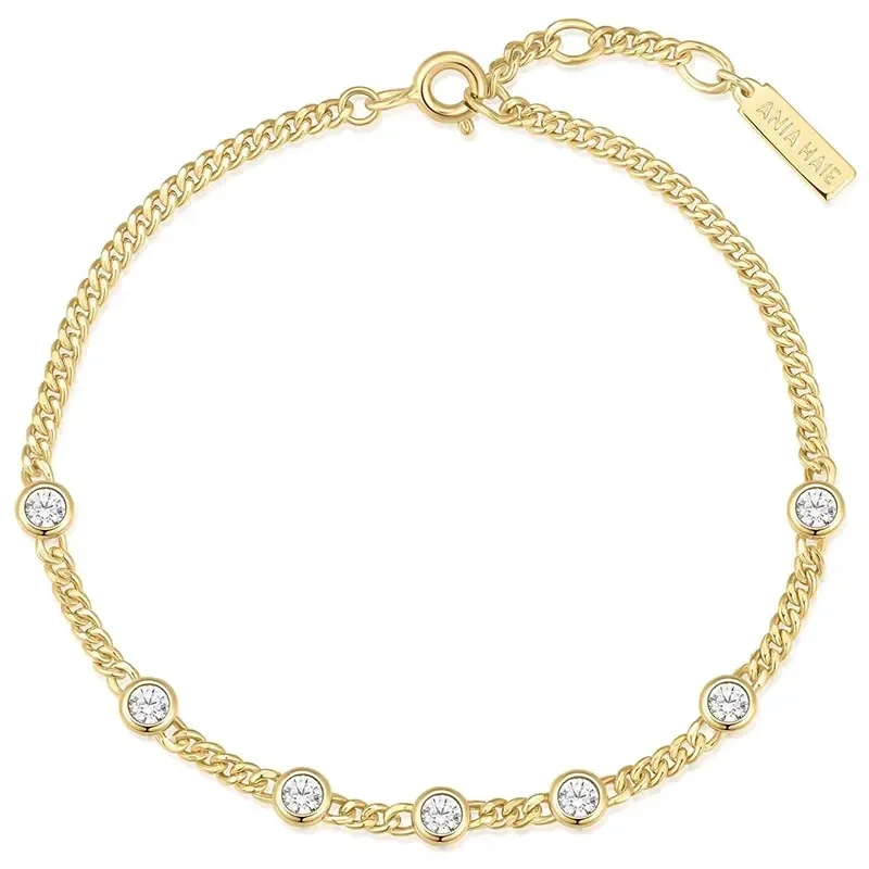 ANIA HAIE GOLD MULTI ROUND STONE CHAIN BRACELET B066-05G