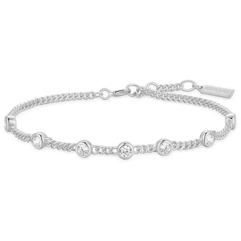 ANIA HAIE SILVER MULTI ROUND STONE CHAIN BRACELET B066-05H