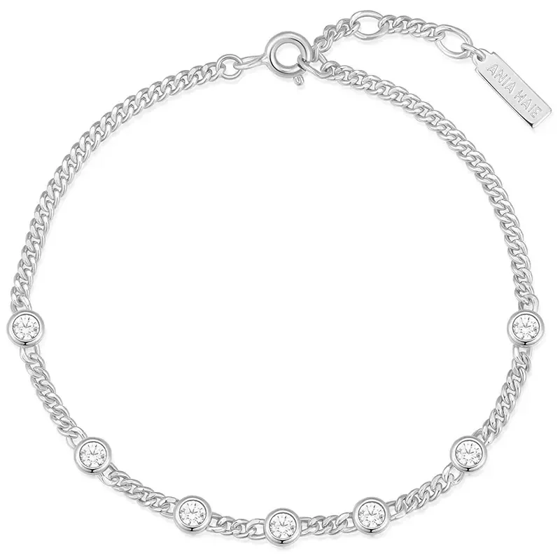 ANIA HAIE SILVER MULTI ROUND STONE CHAIN BRACELET B066-05H