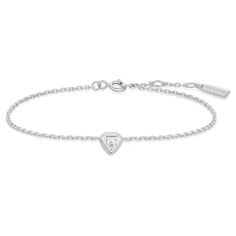 ANIA HAIE SILVER SPARKLING TINY SHIELD BRACELET B067-01H