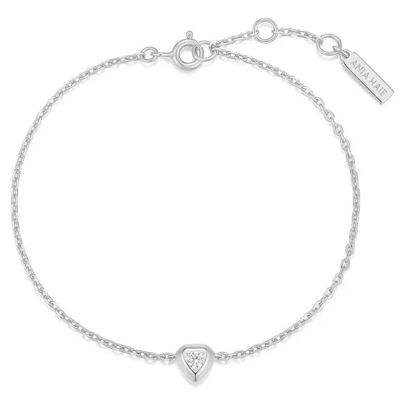 ANIA HAIE SILVER SPARKLING TINY SHIELD BRACELET B067-01H