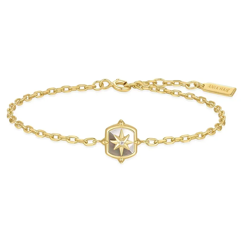 ANIA HAIE GOLD BLOCK MOTHER OF PEARL STAR BRACELET B067-03G